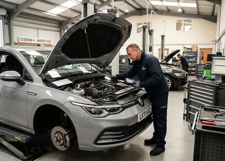 Auto inspection services checking vehicle safety and condition