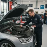 Vehicle maintenance and preventive servicing in a professional garage