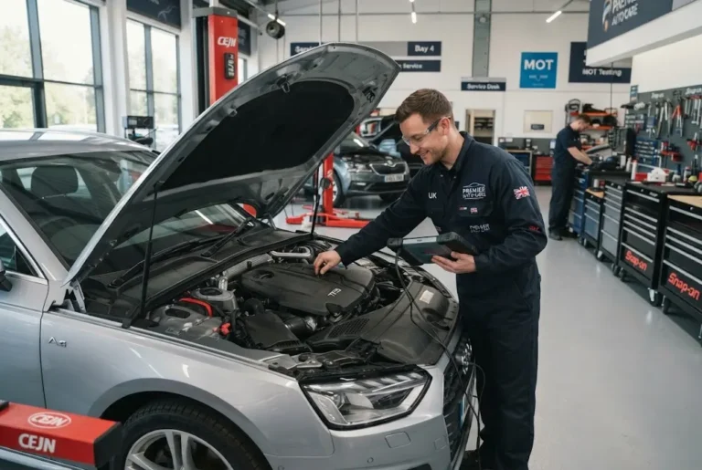 Vehicle maintenance and preventive servicing in a professional garage