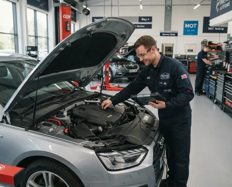 Vehicle maintenance and preventive servicing in a professional garage