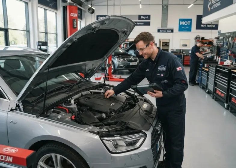Vehicle maintenance and preventive servicing in a professional garage