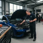 Vehicle repair costs being assessed by a professional automotive technician