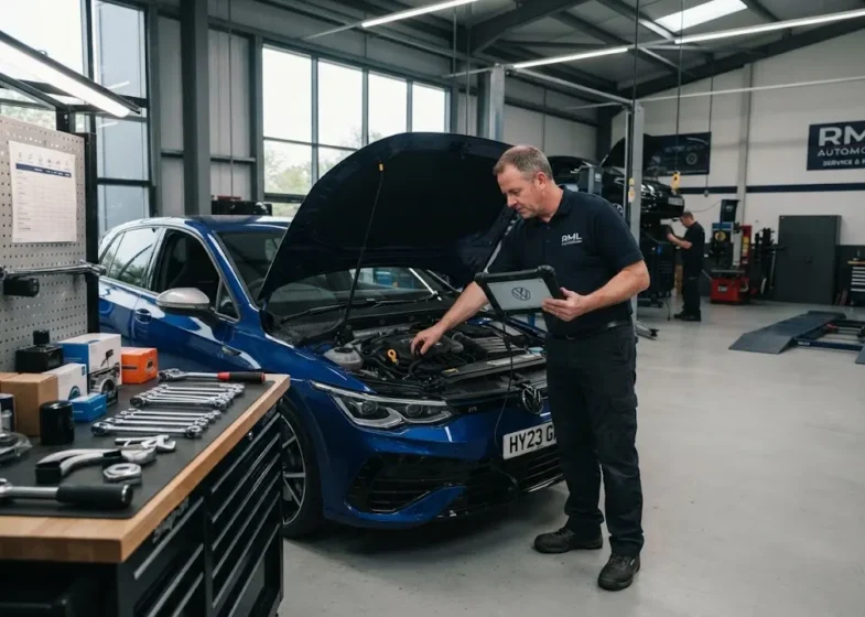 Vehicle repair costs being assessed by a professional automotive technician